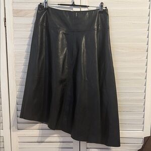 Worthinhton Faux Leather Slant Hem Skirt with Raw Hem